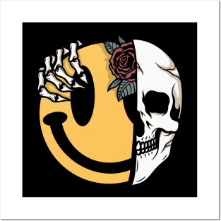 Smile rose skull Posters and Art